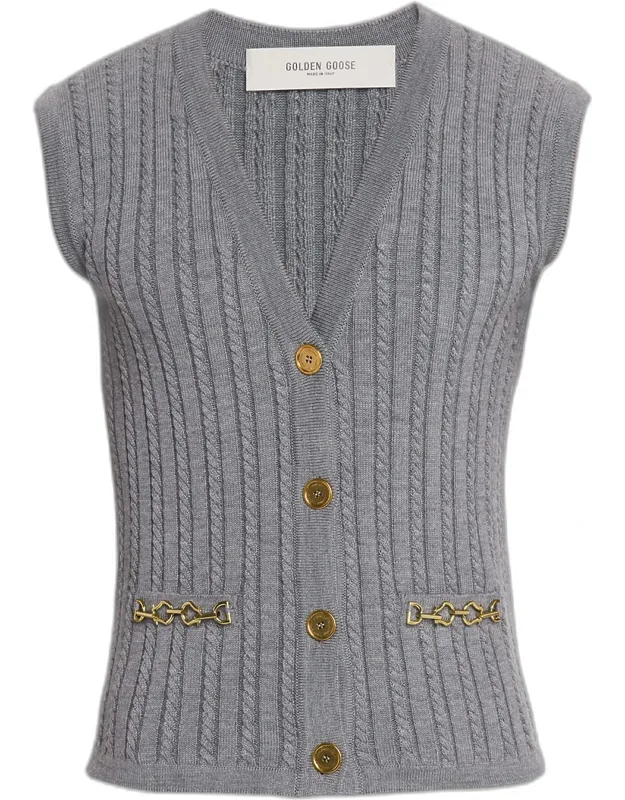 Journey Cable-knit Sweater Vest With Chain Detail