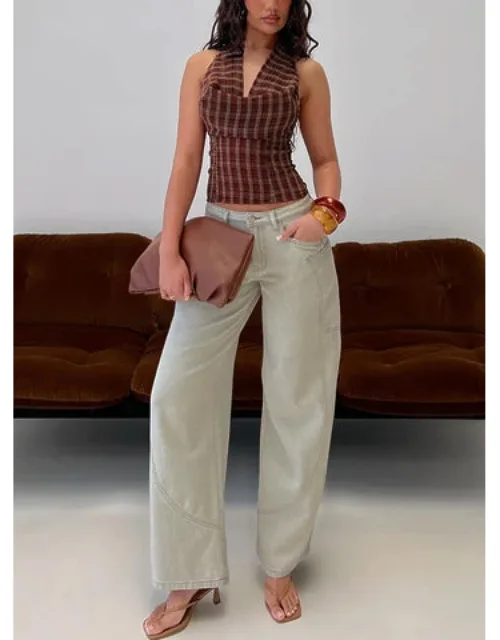 Baggy Leg Stitch Detail Denim Jeans