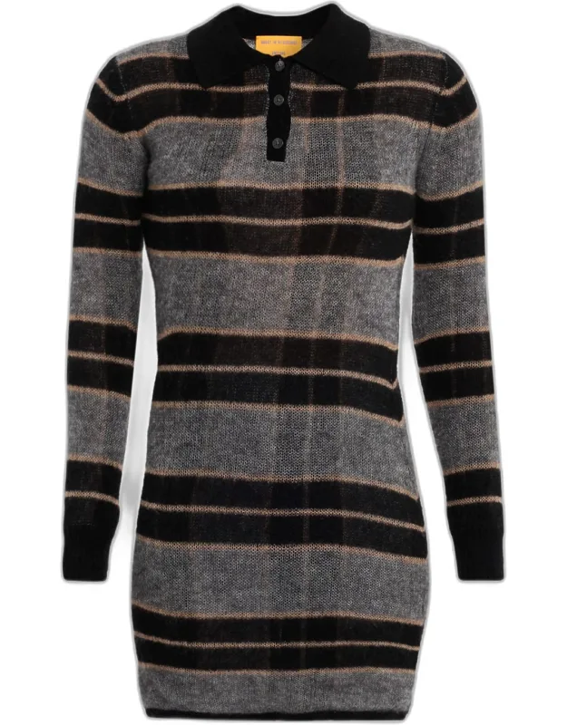 Plaid Wool-cashmere Polo Dress
