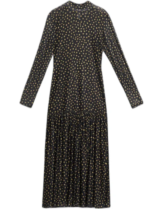 Polka-dot Mesh Maxi Dress