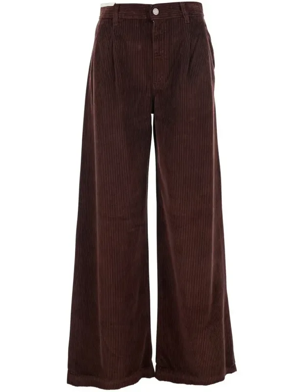 Bordeaux Corduroy Pants With Logo Patch On The Back