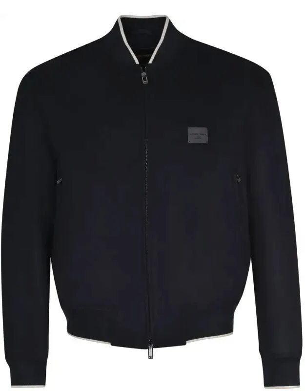 Jacket With Ribbed Collar And Long Sleeves