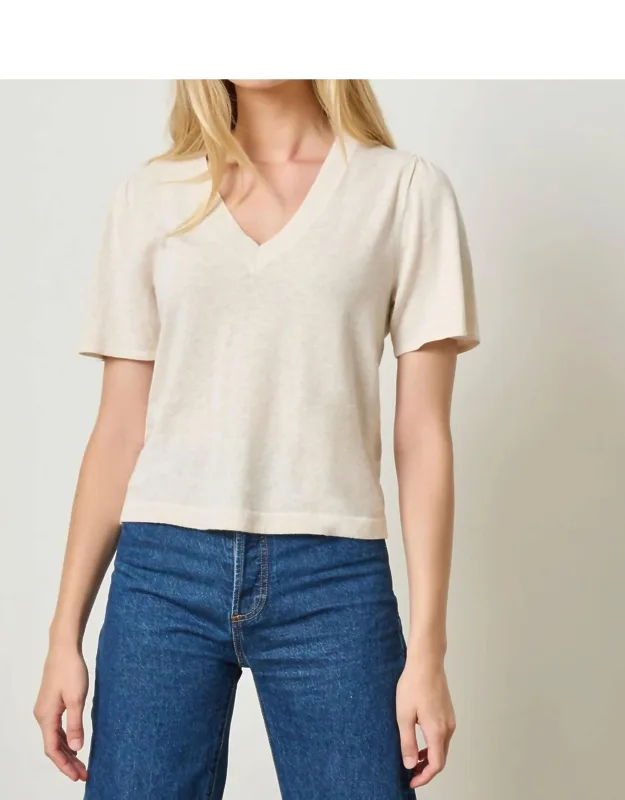 Short Sleeve V Neck Sweater