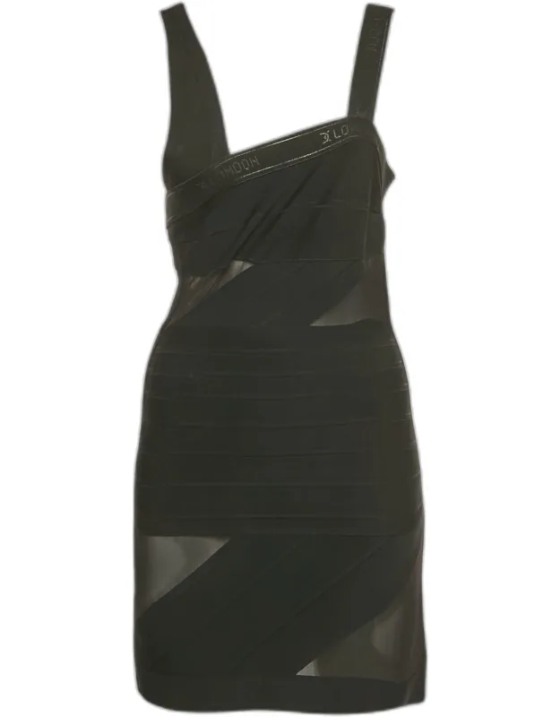 Mesh Trim Knit Bandage Dress