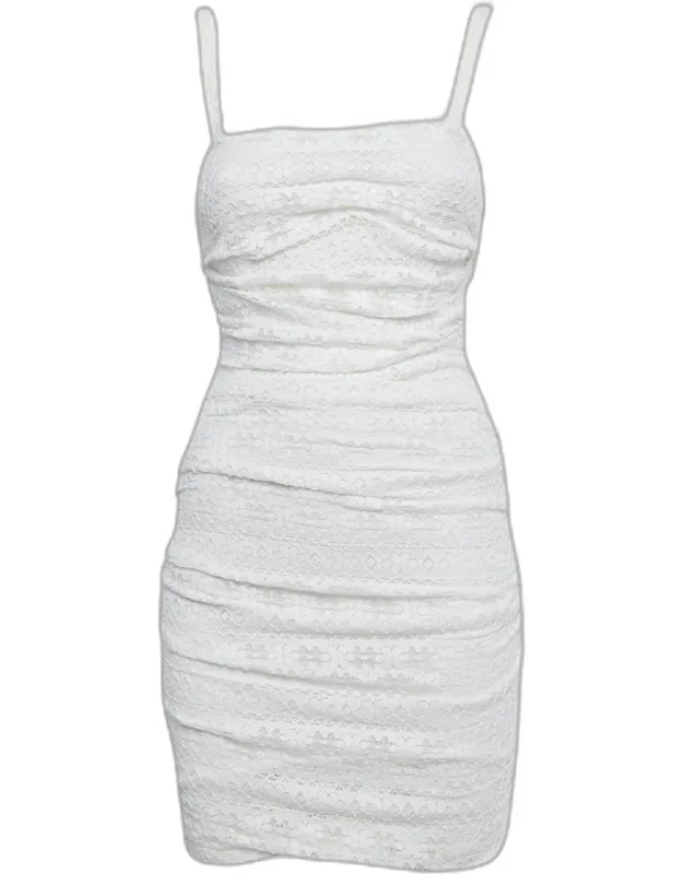 Lace Ruched Sleeveless Mini Dress