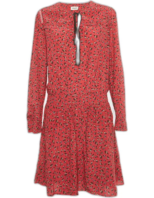 Floral Print Crepe Mini Dress