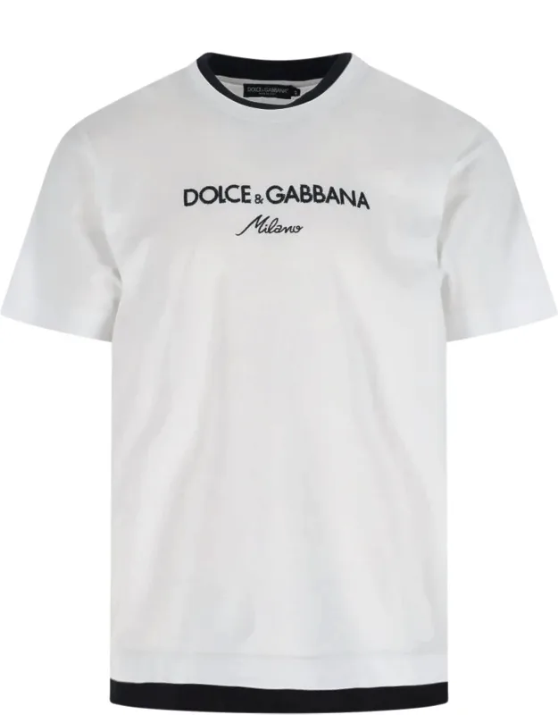 Logo T-shirt With Contrasting Layer Detail And Ribbed Trims
