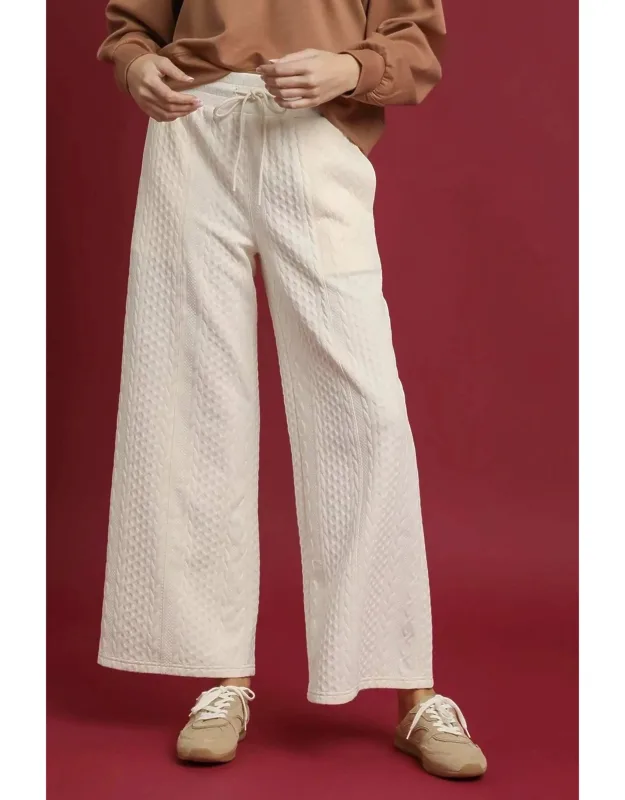 Cable Knit Textured Wide Leg Pants