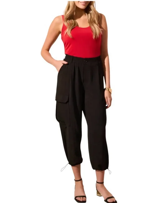 Flowy Pull-on Cargo Pants With Bungee Cord