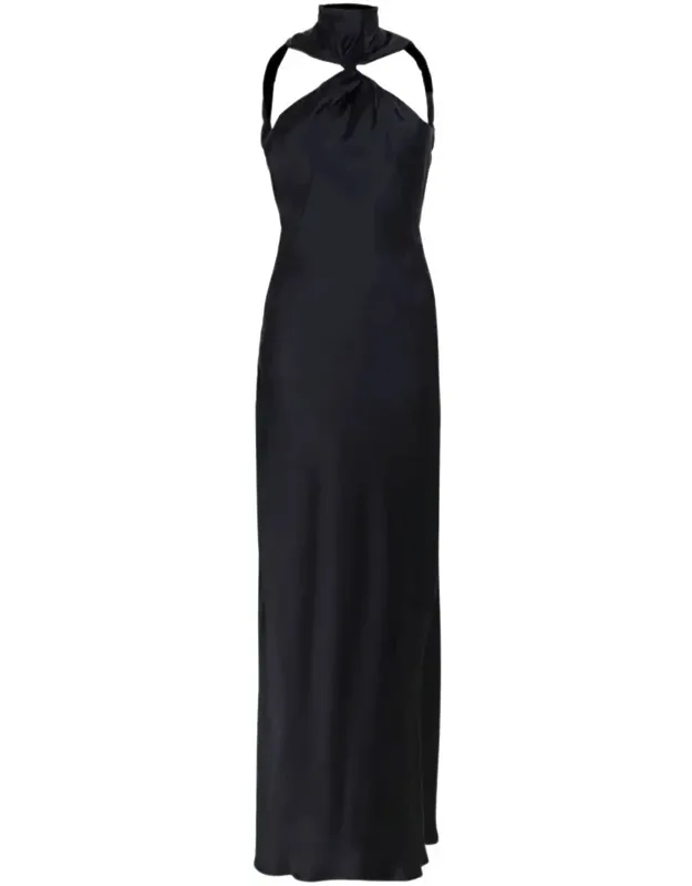 Dress With Invisible Back Zip Closure And Halter Neckline
