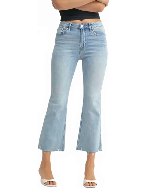 Mid Rise Crop Flare Jeans