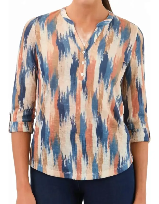 3/4 Sleeve Henley Top