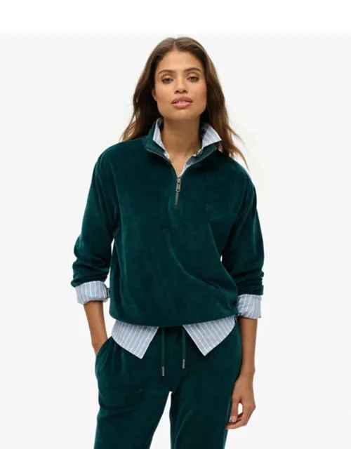Velour Half Zip Sweatshirt
