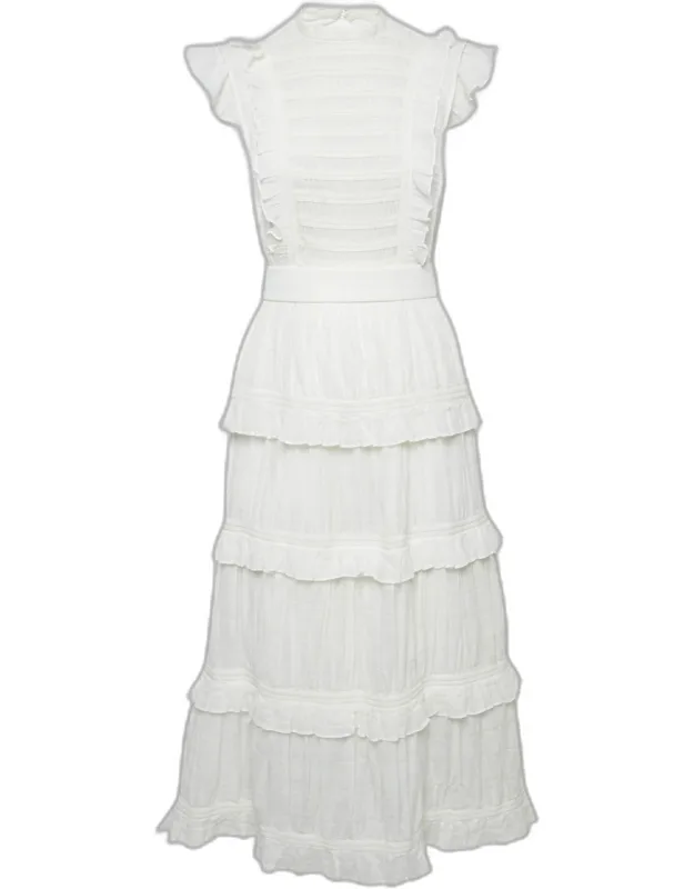 Aurelie Cotton Tiered Open Back Midi Dress