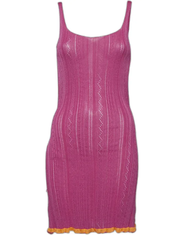 Patterned Knit Sleeveless Mini Dress