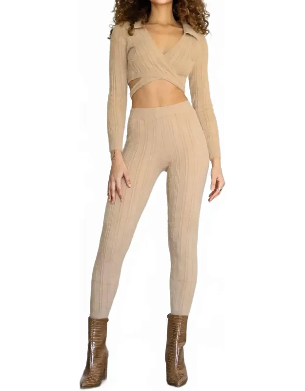 Long Sleeve Crop Top And Pants Set