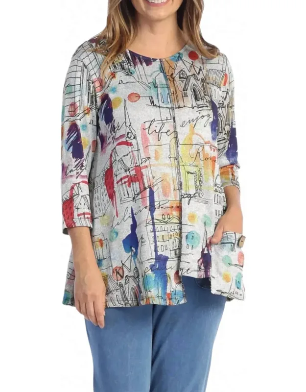 Mirage Fine Knit Contrast Seam Top In Multi