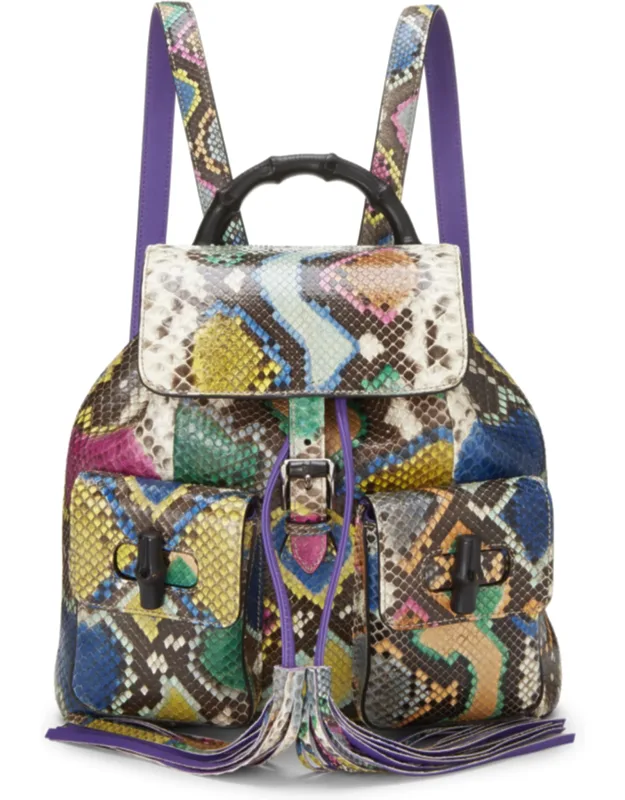 Leather Python Bamboo Backpack