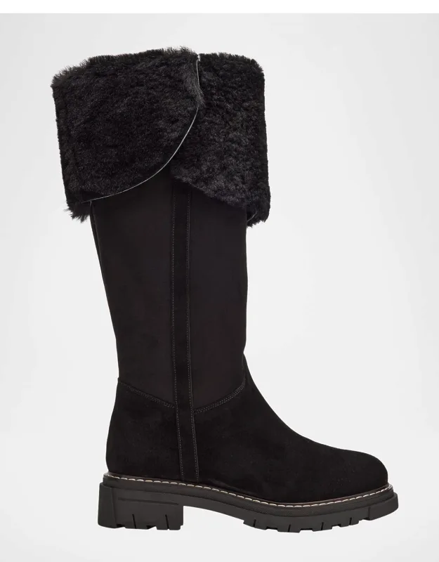 Shearling-lined Waterproof Suede Knee-high Boots