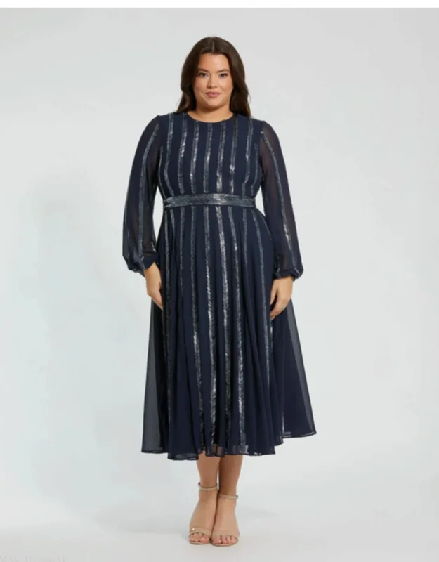 Long Sheer Sleeve Sequin Dress