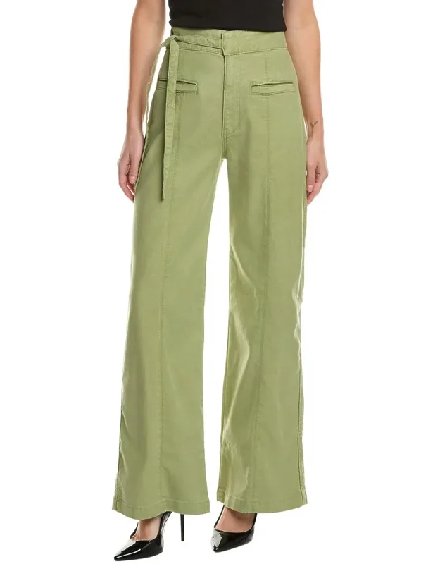 Tie Waist Pintucked Linen-blend Trousers