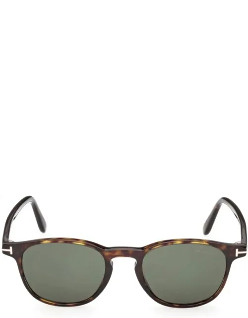 Tom Ford Eyewear Sunglasses Havana Green Round Acetate