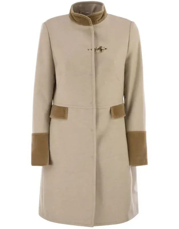 Fay Wrap-around Collar Wool Blend Coat