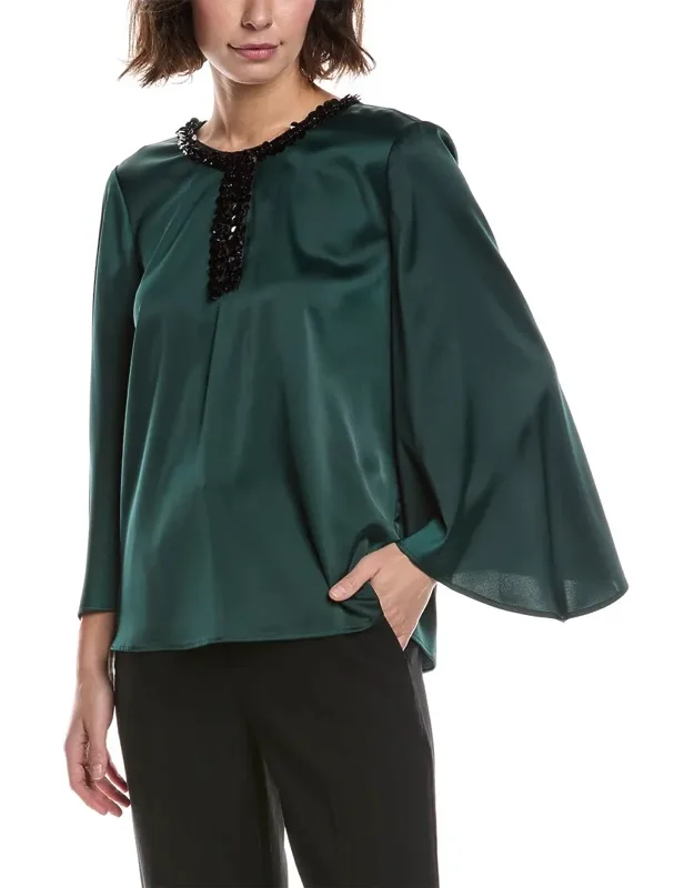 Slit Front Flutter Sleeve Top