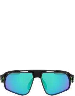 Sunglasses Matte Black Green Mirror Road Acetate