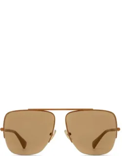 Sunglasses Aviator Shiny Light Brown Metal