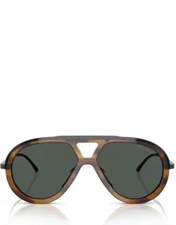Sunglasses Ea4242u 621287 Shiny Striped Brown Metal/acetate