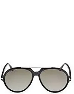 Tom Ford Eyewear Sunglasses Aviator Black Acetate Italy