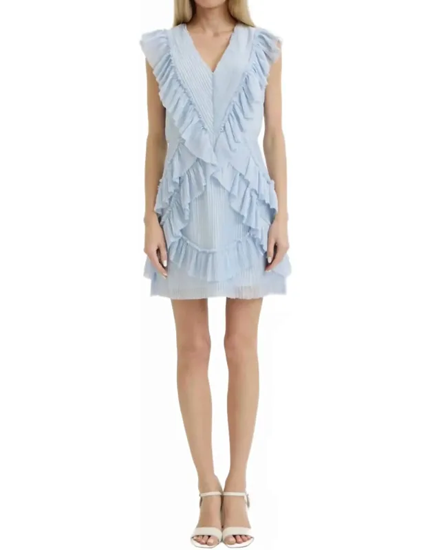 V-neck Ruffle Mini Dress