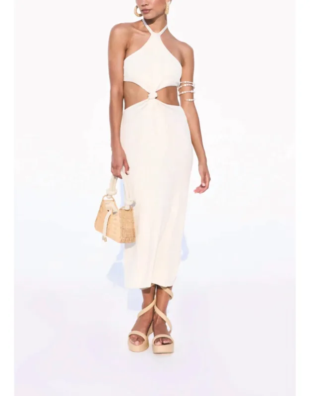 Cameron Knit Dress With Halter Neckline And Cutouts