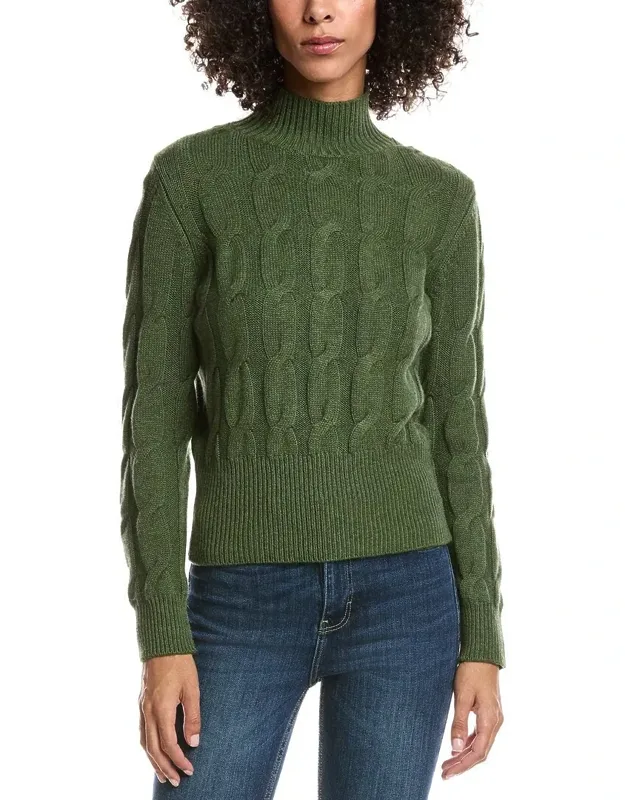 Cable Wool & Cashmere-blend Mock Neck Sweater