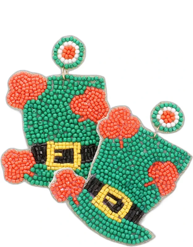 St. Patrick's Day Felt Back Leprechaun Hat Dangle Earring
