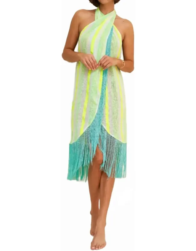 Fringed Crossover Mini Dress