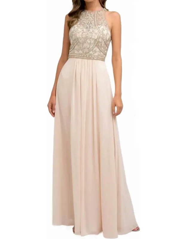 Open-back Beaded Bodice Formal Dress