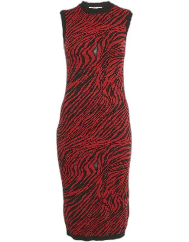 Animalskin Pattern Wool Midi Dress