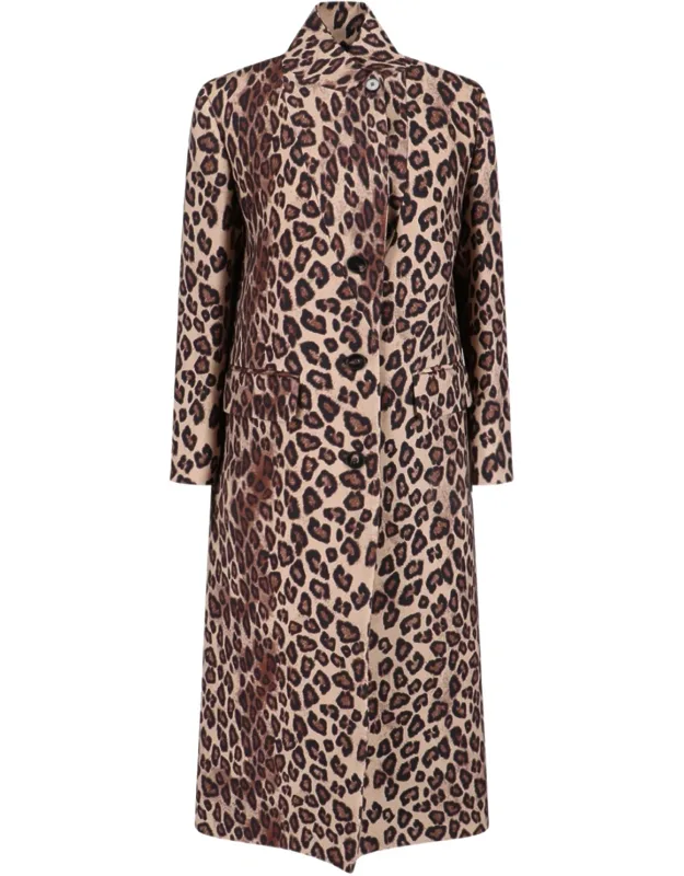 Coat With High Neck And Button Closure