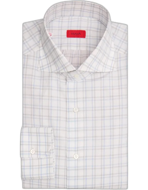Graph Check Cotton Spread-collar Dress Shirt