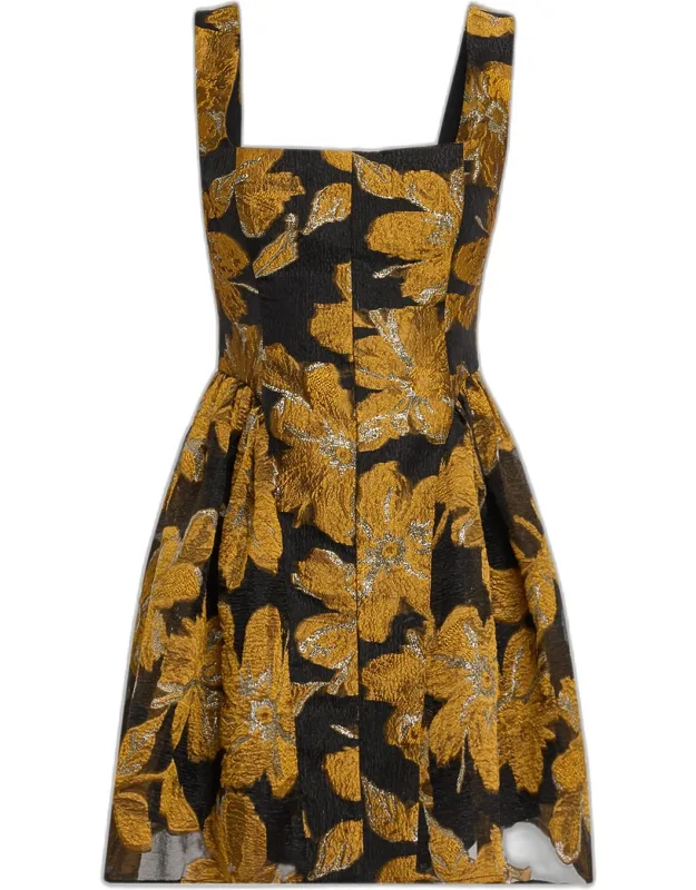 Floral Brocade Fit-and-flare Mini Dress
