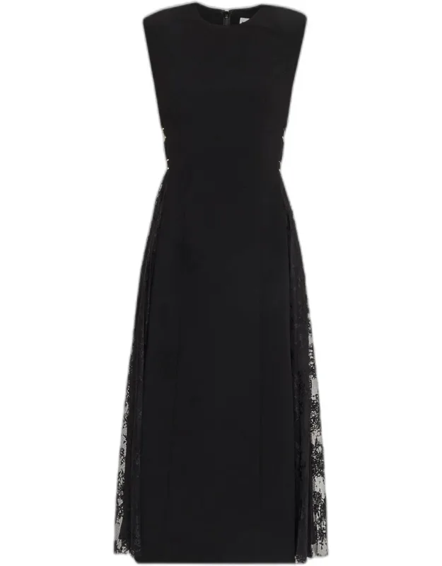 Milena Sleeveless Lace-inset Midi Dress