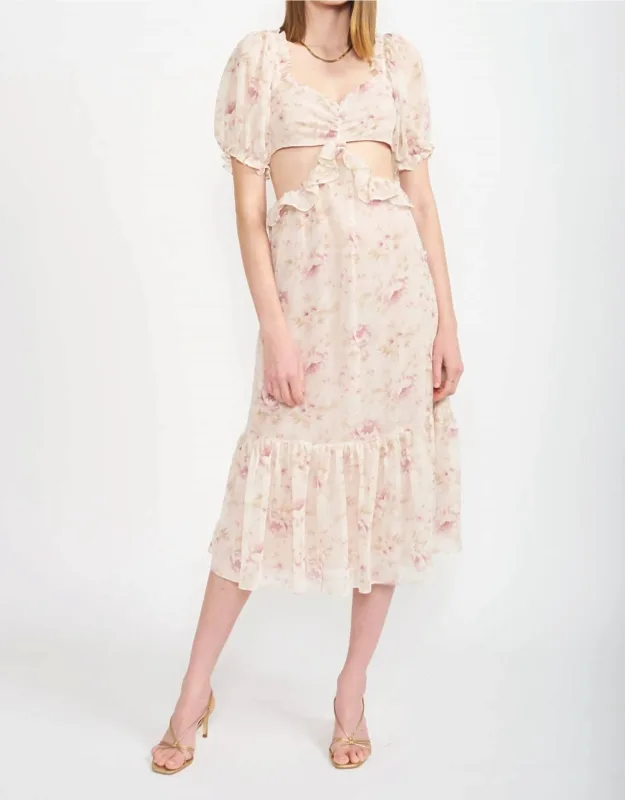 Floral Cut Out Midi Dress