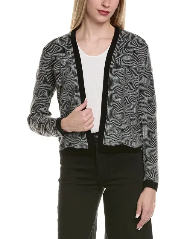 Two Tone Brioche Cable Wool & Cashmere-blend Cardigan