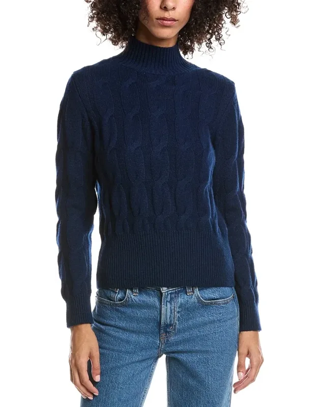 Cable Wool & Cashmere-blend Mock Neck Sweater