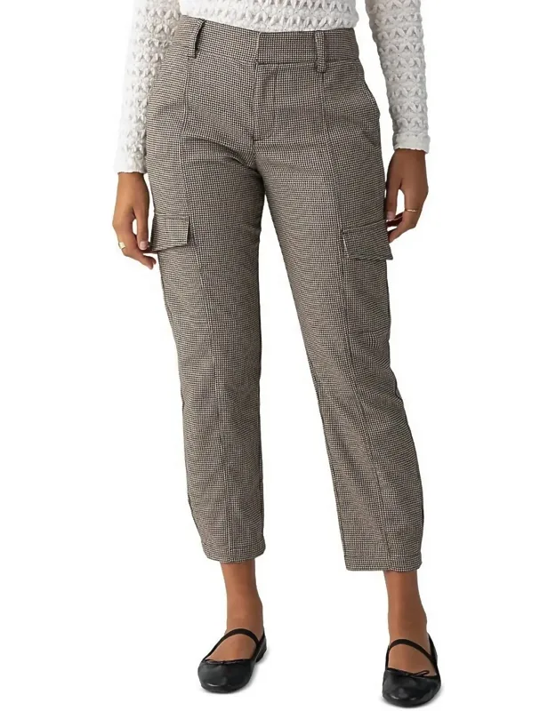 Polished Cargo Ankle Pants In Compact Houndstooth