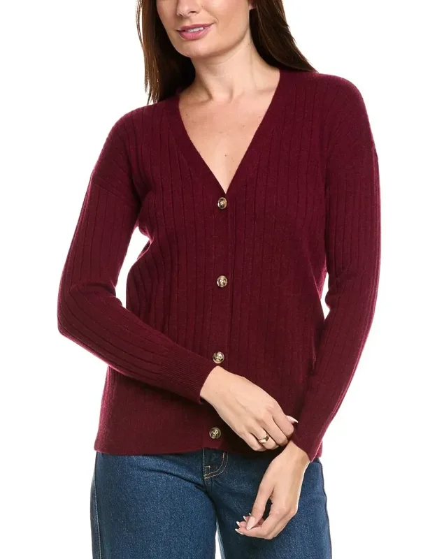 Ribbed V-neck Wool & Cashmere-blend Cardigan