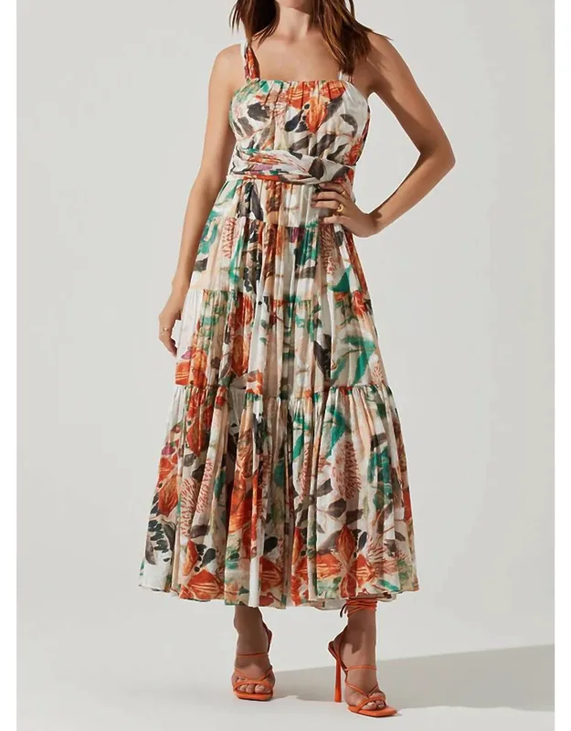 Almina Maxi Dress With Open Lace-up Criss-cross Back And Fully Lined Comfort