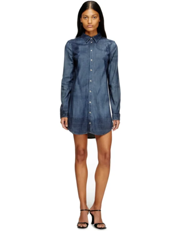 Shirt Dress In Fluid Prince Of Wales Denim